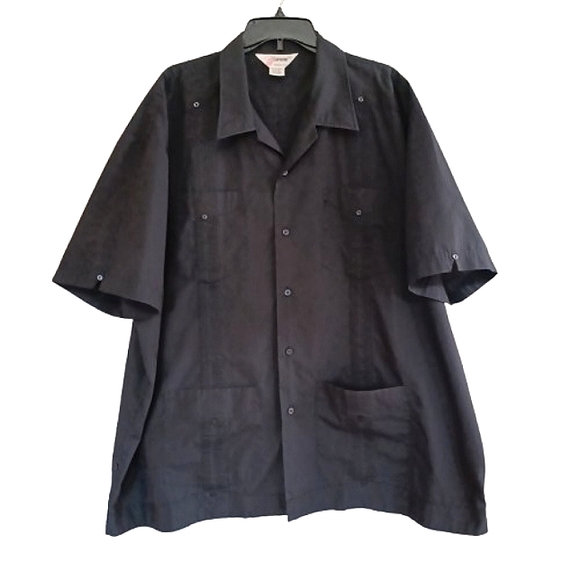 SUPREME 3XL Black Short Sleeve 4 Pocket Casual Top Button Front Shirt Shaket - Picture 1 of 9